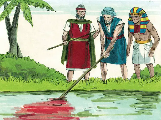 Moses turning the waters of Nile into blood