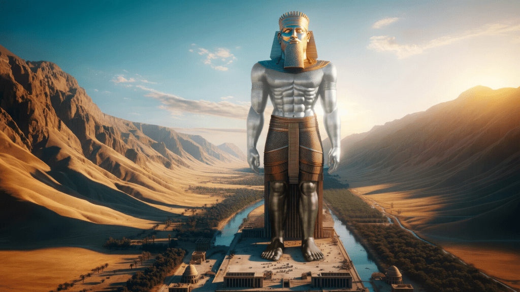 The statue in the dream of Nebuchadnezzar, Daniel 2 representing the four world empires: Babylon, Medo-Persia, Greece, Rome. 