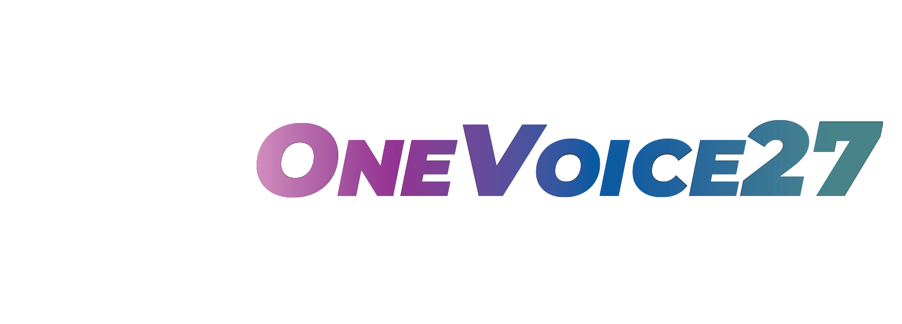 OneVoice27 logo in multicolored lettering