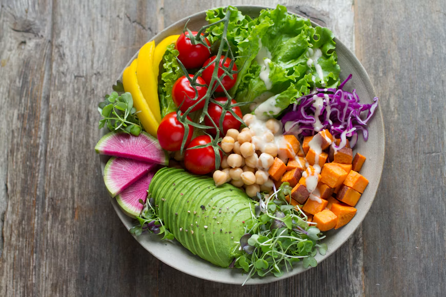 Bowl of vegetable salad A well garnished bowl of vegetable salad